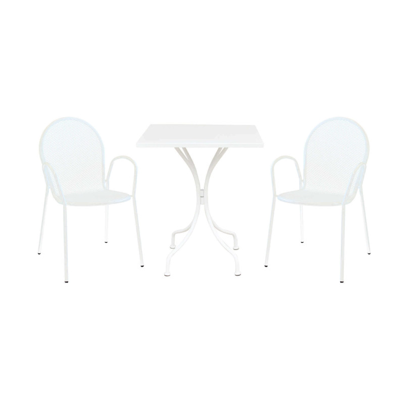 ROMANUS - set tavolo in metallo cm 60 x 60 x 72 h con 2 poltrone Maris