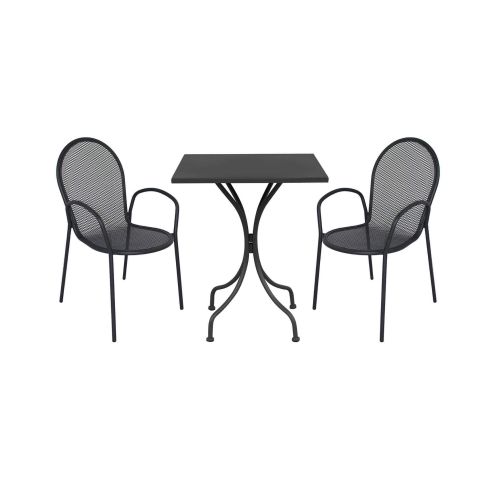 ROMANUS - set tavolo in metallo cm 60 x 60 x 72 h con 2 poltrone Maris