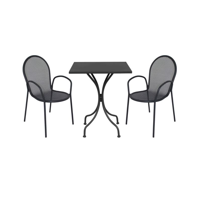 ROMANUS - set tavolo in metallo cm 60 x 60 x 72 h con 2 poltrone Maris