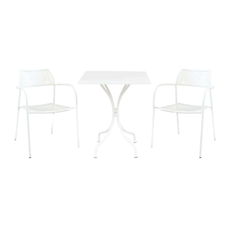 ROMANUS - set tavolo in metallo cm 60 x 60 x 72 h con 2 poltrone Aviim