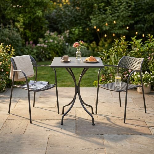 ROMANUS - set tavolo in metallo cm 60 x 60 x 72 h con 2 poltrone Aviim