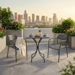 ROMANUS - set tavolo in metallo cm 60 x 60 x 72 h con 2 poltrone Aviim