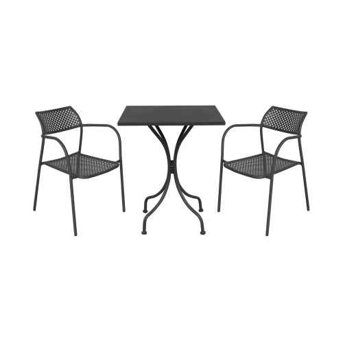 ROMANUS - set tavolo in metallo cm 60 x 60 x 72 h con 2 poltrone Aviim