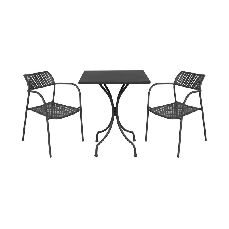 ROMANUS - set tavolo in metallo cm 60 x 60 x 72 h con 2 poltrone Aviim