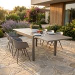 JERRI - set tavolo in alluminio cm 135/270 x 90 x 75 h con 6 Poltrone Dynamo