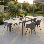 JERRI - set tavolo in alluminio cm 135/270 x 90 x 75 h con 6 Poltrone Dynamo