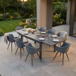 JERRI - set tavolo in alluminio cm 135/270 x 90 x 75 h con 8 Poltrone Dynamo