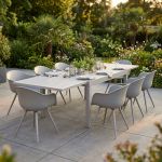 JERRI - set tavolo in alluminio cm 135/270 x 90 x 75 h con 8 Poltrone Dynamo