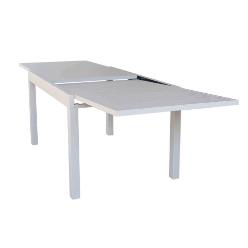 JERRI - set tavolo in alluminio cm 135/270 x 90 x 75 h con 8 Poltrone Dynamo