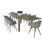 JERRI - set tavolo in alluminio cm 135/270 x 90 x 75 h con 8 Poltrone Dynamo