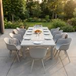 JERRI - set tavolo in alluminio cm 135/270 x 90 x 75 h con 10 Poltrone Dynamo