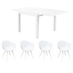 JERRI - set tavolo in alluminio cm 90/180 x 90 x 75 h con 4 Poltrone Dynamo