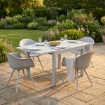 JERRI - set tavolo in alluminio cm 90/180 x 90 x 75 h con 4 Poltrone Dynamo