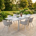 JERRI - set tavolo in alluminio cm 90/180 x 90 x 75 h con 6 Poltrone Dynamo