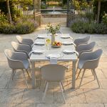 JERRI - set tavolo in alluminio cm 90/180 x 90 x 75 h con 8 Poltrone Dynamo