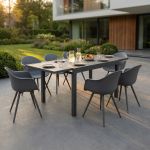 JERRI - set tavolo in alluminio cm 90/180 x 90 x 75 h con 8 Poltrone Dynamo