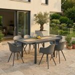 JERRI - set tavolo in alluminio cm 90/180 x 90 x 75 h con 8 Poltrone Dynamo