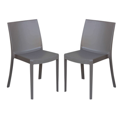 PERLA - sedia in resina impilabile da esterno e interno set da 2