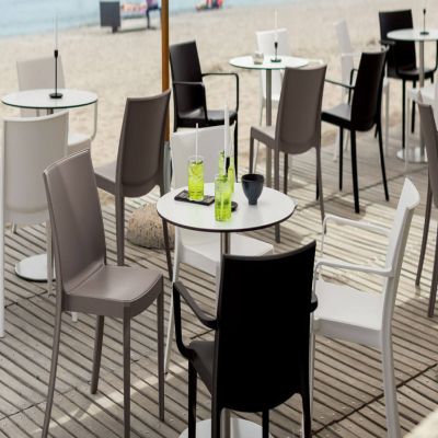 PERLA - sedia in resina impilabile da esterno e interno set da 6