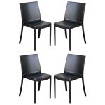 PERLA - sedia in resina impilabile da esterno e interno set da 4