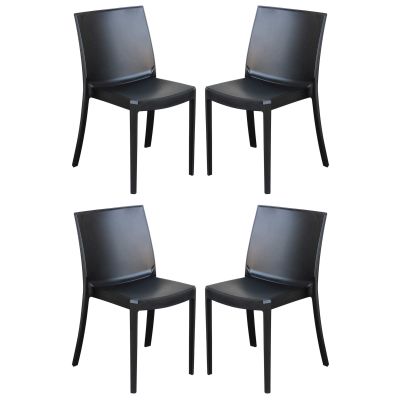 PERLA - sedia in resina impilabile da esterno e interno set da 4