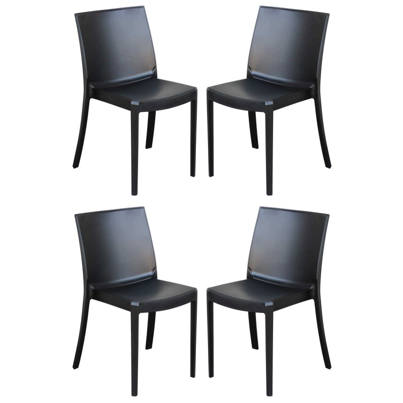 PERLA - sedia in resina impilabile da esterno e interno set da 4