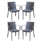 VICTORIA - poltrona in resina impilabile da esterno e interno set da 4