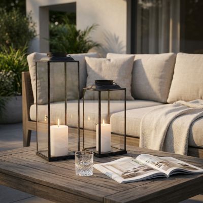 BRIGITTE - lanterna in vetro e acciaio