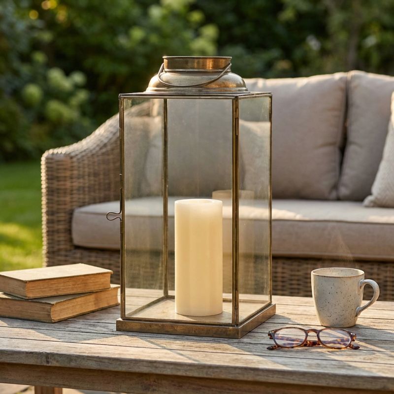 CARINE - lanterna in vetro e acciaio