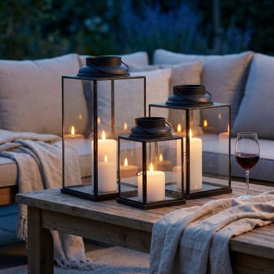 CAROLINE - lanterna in vetro e acciaio