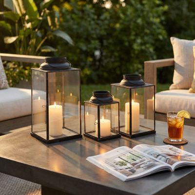 CAROLINE - lanterna in vetro e acciaio