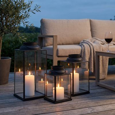 CAROLINE - lanterna in vetro e acciaio