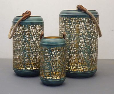 NAMI - set di 3 lanterne in acciaio