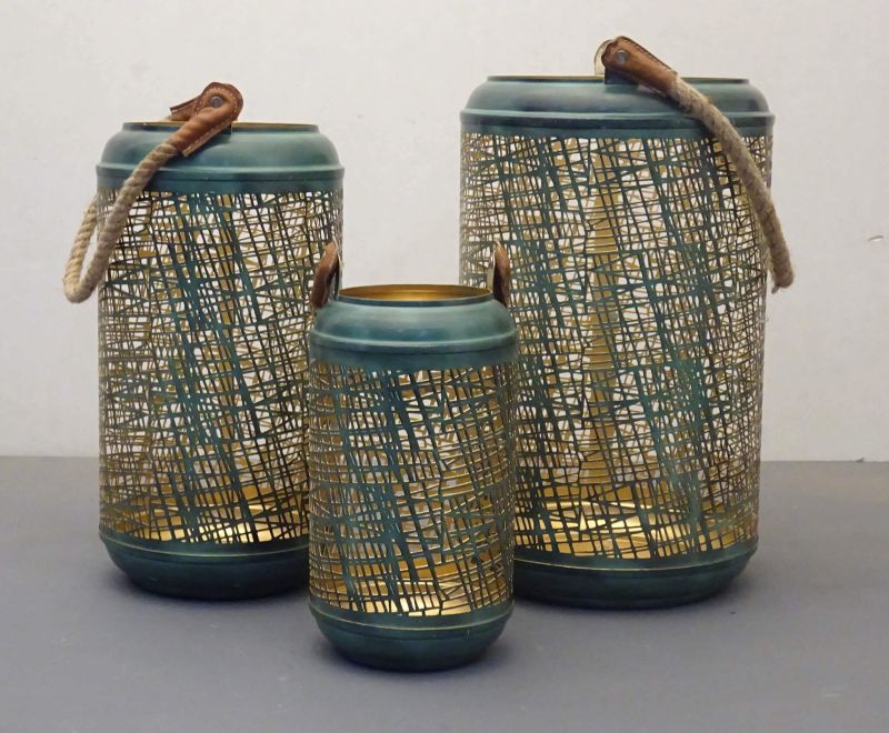 NAMI - set di 3 lanterne in acciaio