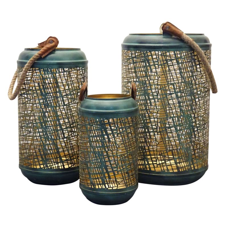 NAMI - set di 3 lanterne in acciaio