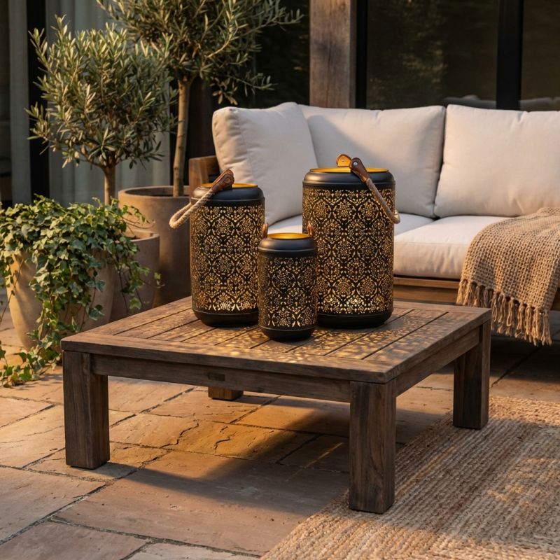 UMEKA - set di 3 lanterne in acciaio