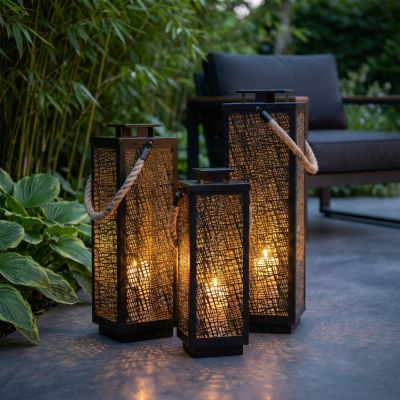 MIDORI - set di 3 lanterne in acciaio