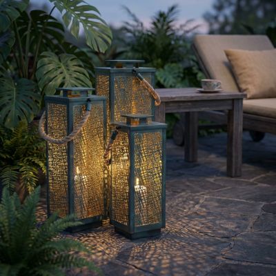 MIDORI - set di 3 lanterne in acciaio