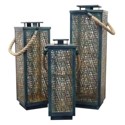 MIDORI - set di 3 lanterne in acciaio