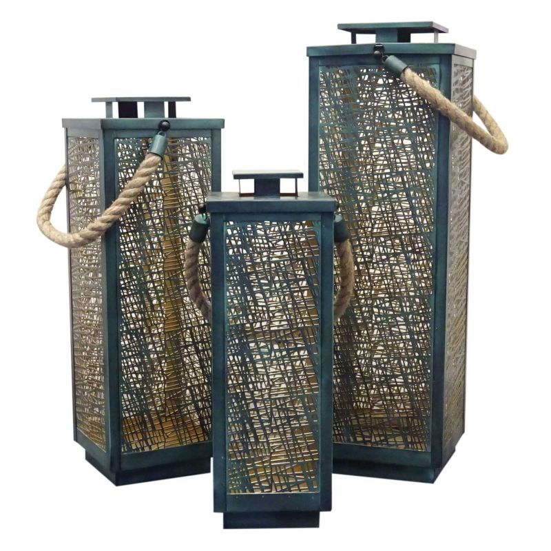 MIDORI - set di 3 lanterne in acciaio