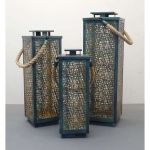 MIDORI - set di 3 lanterne in acciaio