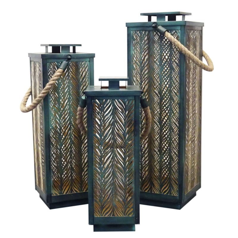 MIZUKI - set di 3 lanterne in acciaio