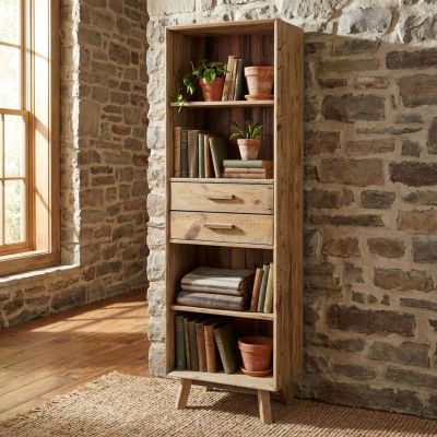 PINUS - libreria con 2 cassetti e 4 ripiani