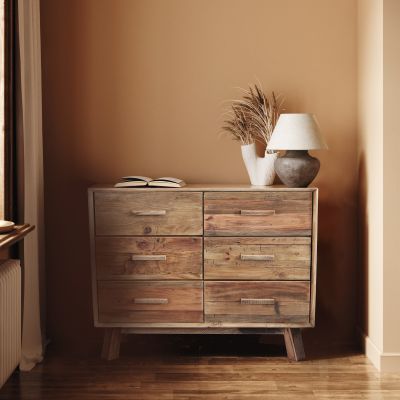 PINUS - cassettiera con 6 cassetti