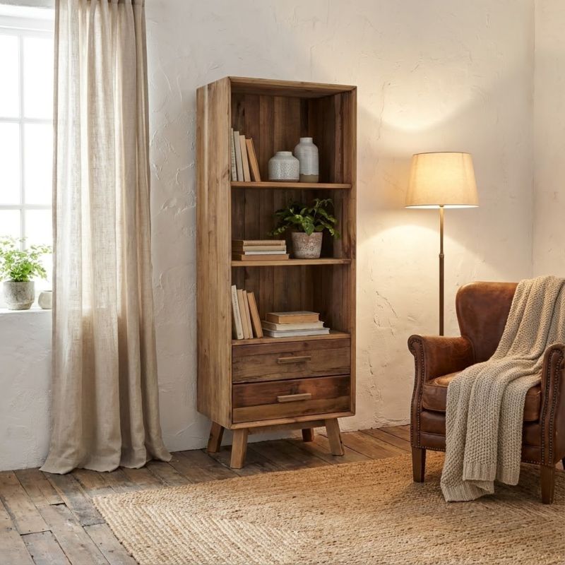 PINUS - libreria con 2 cassetti e 3 ripiani