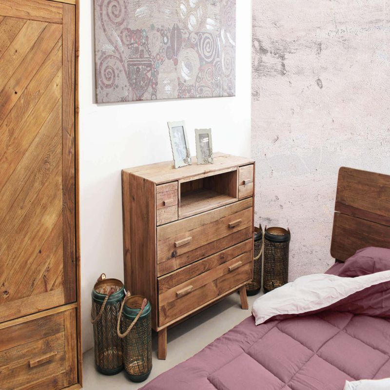 PINUS - cassettiera con 4 cassetti e un ripiano