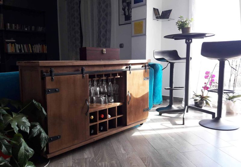 FLORENCE - madia in legno con portabottiglie