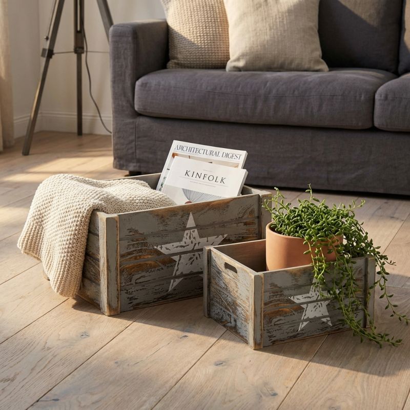 ELIAS - set di 4 cassette in legno