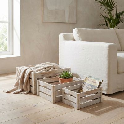 BRYSON - set di 3 cassette in legno