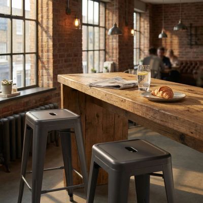 MARIGNO - sgabello alto in acciaio